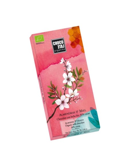 Tableta de Chocolate con Leche 36% Cacao con Miel y Almendra Orgániko 70 g
