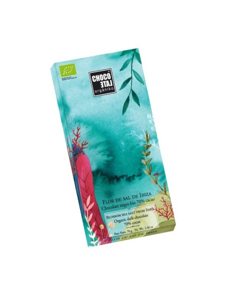 Tableta de Chocolate Negro 70% Cacao con Flor de Sal de Ibiza Orgániko 70 g