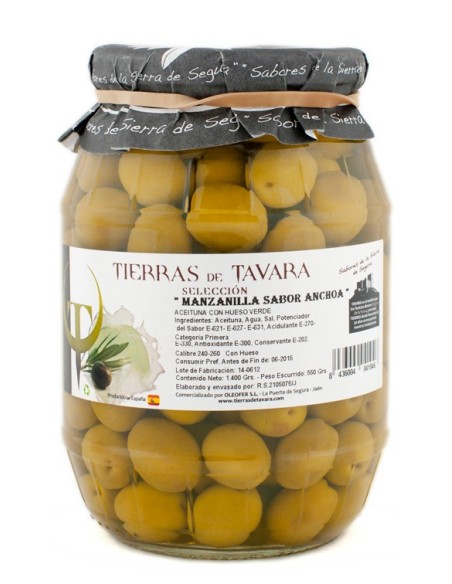 Aceitunas de Manzanilla sabor Anchoa Tierras de Tavara