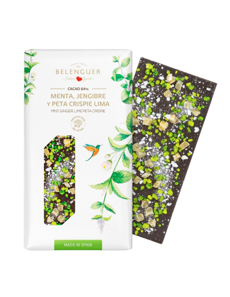 Chocolate negro 64% Menta, Jengibre y Peta Crispie de Lima Belenguer
