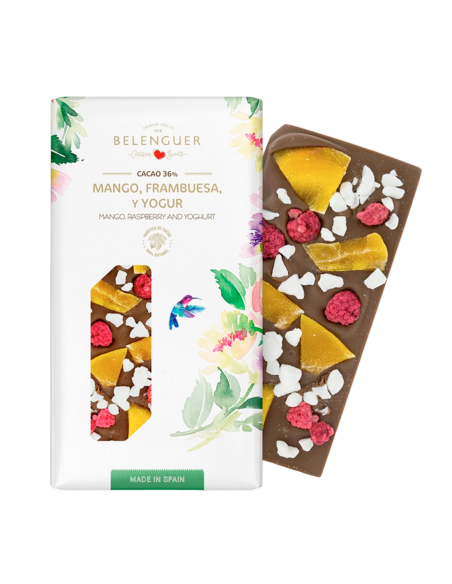 Chocolate con leche 36% mango, Frambuesa y  Yogur Belenguer